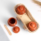 Набор "Вятская керамика специи" 3х0,1л + корзинка из лозы, терракота - Фото 5