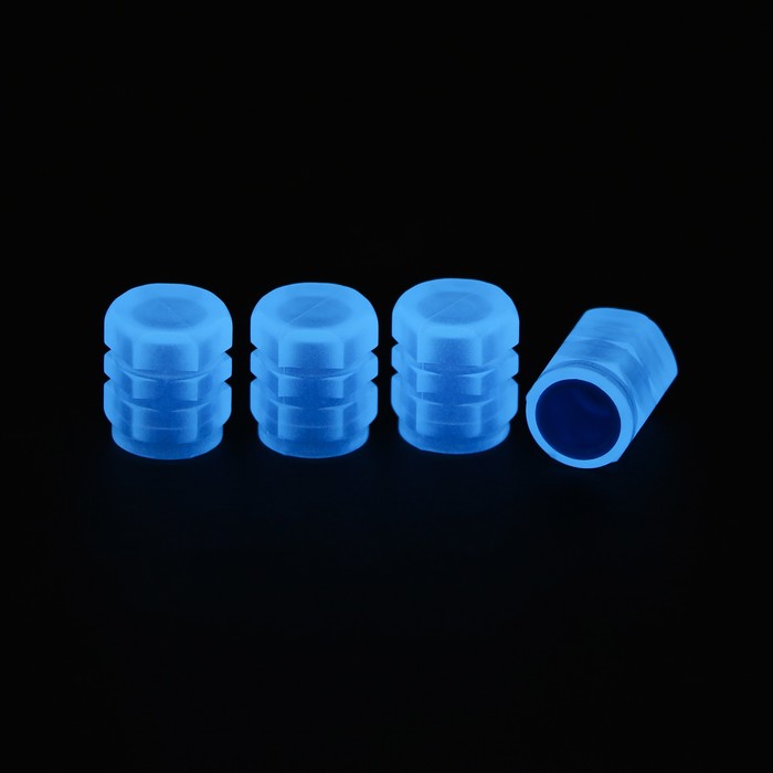 Колпачок на вентиль TORSO, светящийся,  набор 4 шт, синий - фото 1907825678