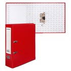 Папка-регистратор 75 мм, А4, Calligrata «Mega», бумвинил, с карманом на корешке, нижний металлический кант, красная - Фото 4