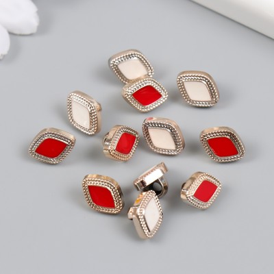 Пуговица пластик для творчества «Ромбик с кантом», набор 12 шт., 1.3×1×0.7 см, МИКС