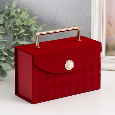 Шкатулка для украшений, подарков «Ромбы. Бордо», картон, 7×16.5×10.5 см