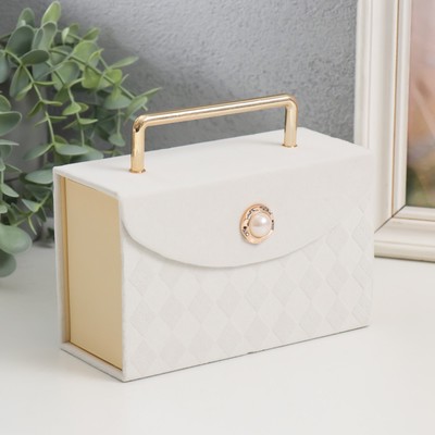 Шкатулка для украшений, подарков «Ромбы. Белая», картон, 7×16.5×10.5 см