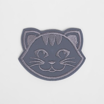 Светоотражающая термонаклейка «Киса», 5,5 × 6,8 см, цвет серый, цена за 1 штуку