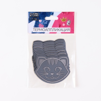 Светоотражающая термонаклейка «Киса», 5,5 × 6,8 см, цвет серый, цена за 1 штуку