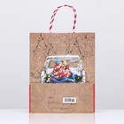 Пакет бумажный подарочный новогодний крафт "сНЕЖНЫХ историй" 26 х 32 х 12 см. Новый год - фото 22794581