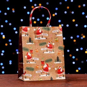 Пакет подарочный "Дед Мороз с подарками" 18 х 22,3 х 10 см