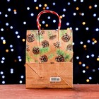 Пакет подарочный крафтовый "Шишки в снегу" 18 х 22,3 х 10 см - фото 22794635