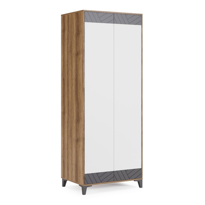 Шкаф двухдверный «Гринвич №8», 810×590×2100 мм, цвет авелано / белый / тёмно-серый - фото 1907825914