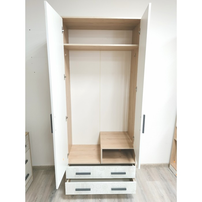 Шкаф двухдверный «Алиса №9», 900×500×2135 мм, цвет гикори джексон / спринт / белый - фото 1885755710