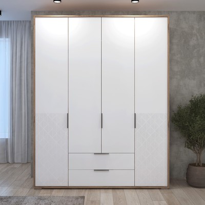 Шкаф четырёхдверный «Николь №8», 1811×523×2320 мм, цвет дуб альпийский / белое сияние