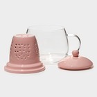 Кружка для заваривания «Нежность», 300 мл, с керамическим ситом, стекло, розовая - фото 53306128