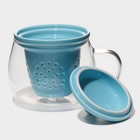 Кружка для заваривания «Нежность», 300 мл, с керамическим ситом, стекло, голубая - фото 24428056