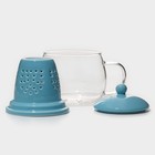 Кружка для заваривания «Нежность», 300 мл, с керамическим ситом, стекло, голубая - фото 24428057