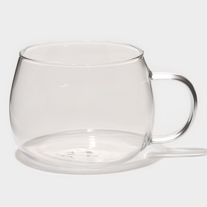 Кружка стеклянная для заваривания с керамическим ситом «Нежность», 300 мл, цвет бирюзовый - фото 115183809