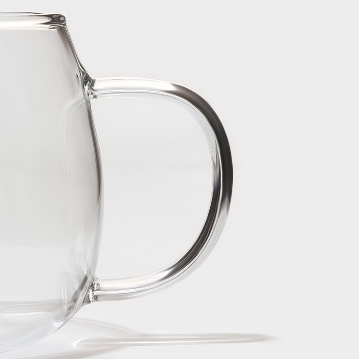 Кружка стеклянная для заваривания с керамическим ситом «Нежность», 300 мл, цвет бирюзовый - фото 115183810