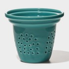 Кружка стеклянная для заваривания с керамическим ситом «Нежность», 300 мл, цвет бирюзовый - фото 39444426