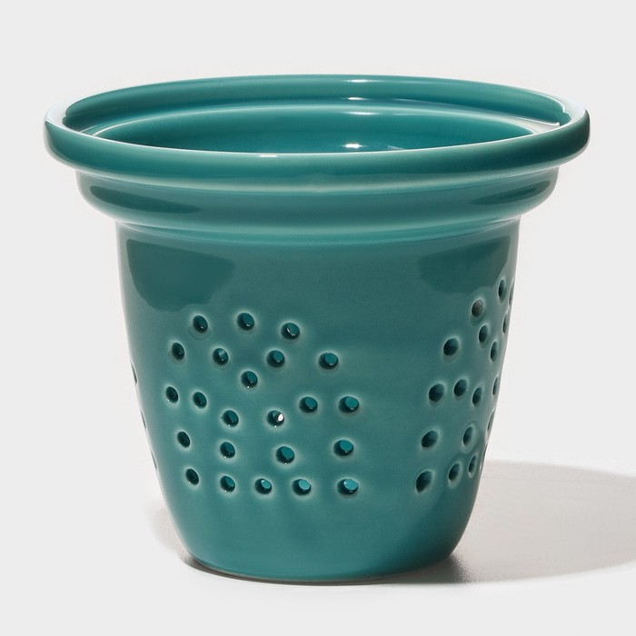 Кружка стеклянная для заваривания с керамическим ситом «Нежность», 300 мл, цвет бирюзовый - фото 115183812