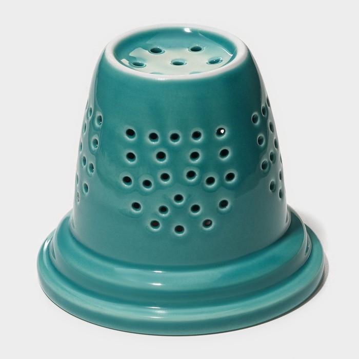 Кружка стеклянная для заваривания с керамическим ситом «Нежность», 300 мл, цвет бирюзовый - фото 115183814