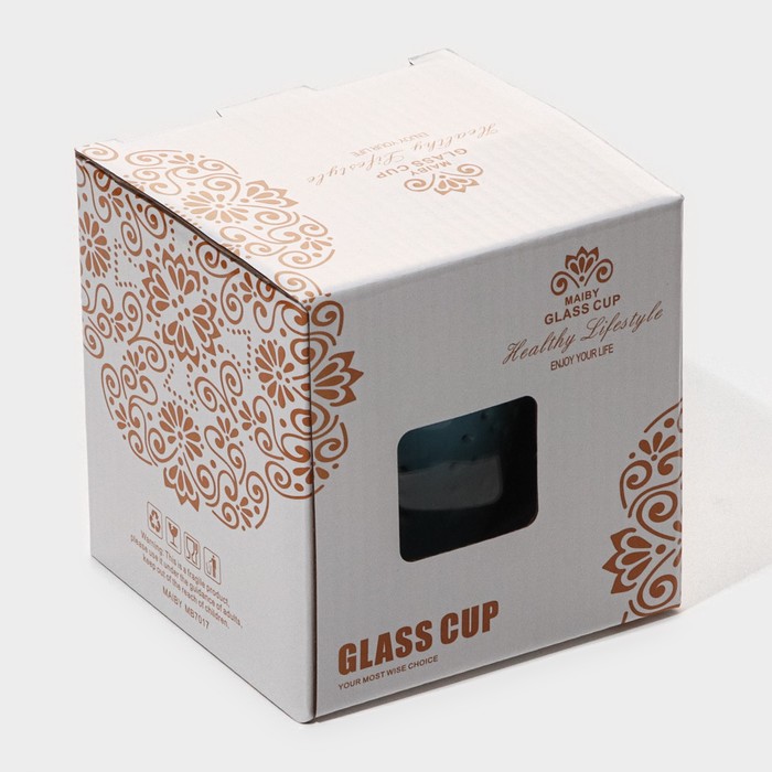 Кружка стеклянная для заваривания с керамическим ситом «Нежность», 300 мл, цвет бирюзовый - фото 115183815