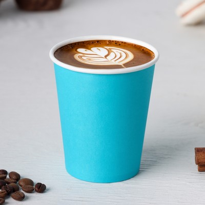 Стакан бумажный одноразовый «Классик», 250 мл, d=8 см, бирюзовый