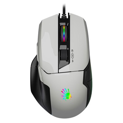 Мышь A4Tech Bloody W70 Max, бело-чёрная, оптическая, 10000 DPI, USB, 10 кнопок