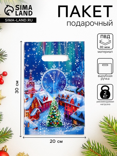 Пакет «Волшебная ночь», полиэтиленовый с вырубной ручкой, 20×30 см