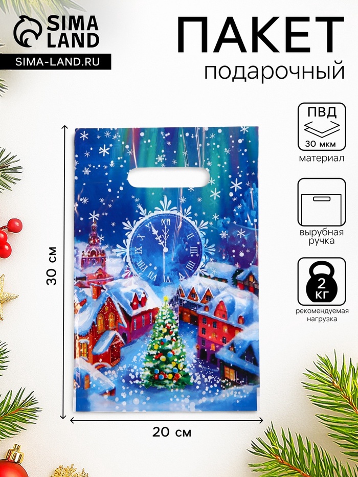 Пакет «Волшебная ночь», полиэтиленовый с вырубной ручкой, 20×30 см - Фото 1