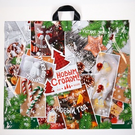 Пакет новогодний «Время чудес», полиэтиленовый с петлевой ручкой, 60?50 см (комплект 25 шт)