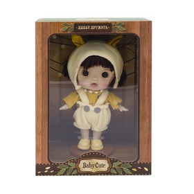 Кукла Baby Cute, в шапке с желтыми ушками, 18 см