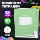 Комплект тетрадей из 10 штук, 12 листов в крупную клетку Calligrata "Школьная. Зелёная", обложка мелованный картон, ВД-лак, блок офсет - фото 110689521