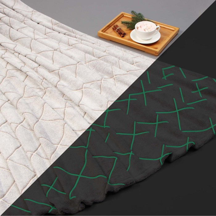 Плед светящийся в темноте «Этель. Ромбы», 200×220 см, серый - Фото 1