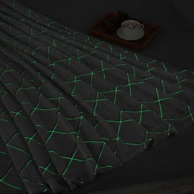Плед светящийся в темноте «Этель. Ромбы», 200×220 см, серый