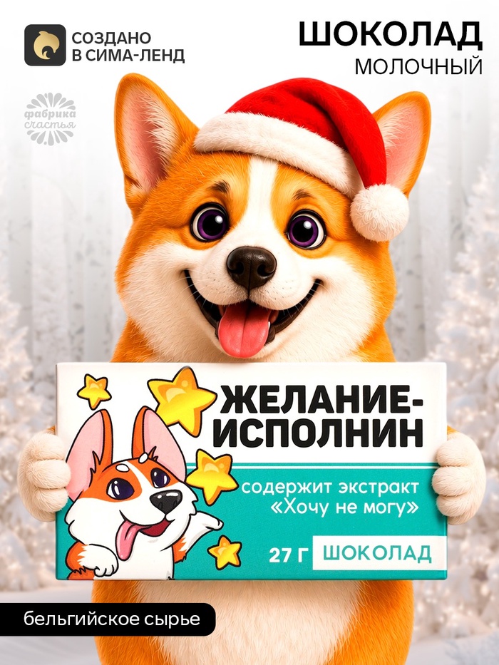 Шоколад новогодний молочный «Корги», 27 г - Фото 1