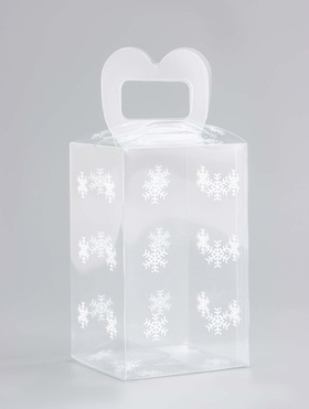 Коробка подарочная новогодняя складная ПВХ «Снежинки» 6?6?10 см (комплект 5 шт)