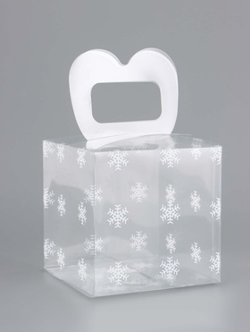 Коробка подарочная новогодняя складная ПВХ «Снежинки» 11?11?11 см (комплект 5 шт)