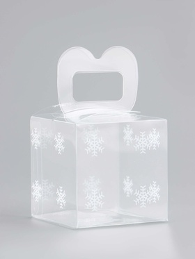 Коробка подарочная новогодняя складная ПВХ «Снежинки» 5?5?5 см (комплект 5 шт)