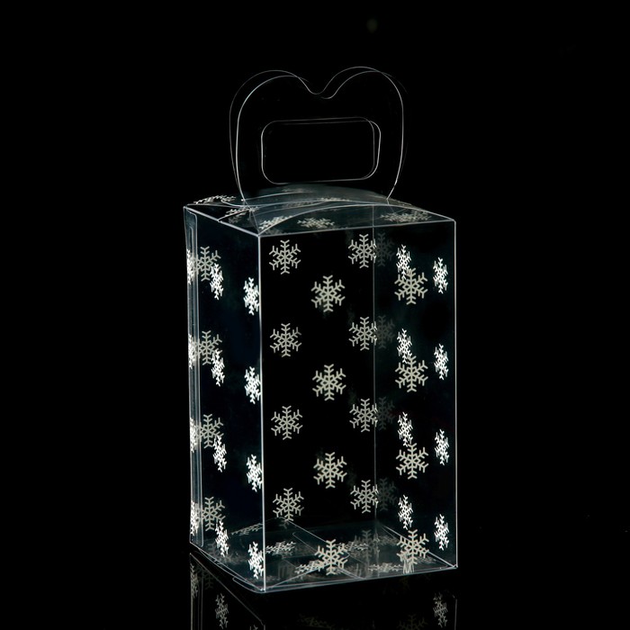 Коробка подарочная новогодняя складная ПВХ «Снежинки» 12×7×7 см - Фото 1