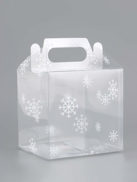 Коробка подарочная новогодняя складная ПВХ «Праздничное настроение» 11?11?11 см . (комплект 5 шт)