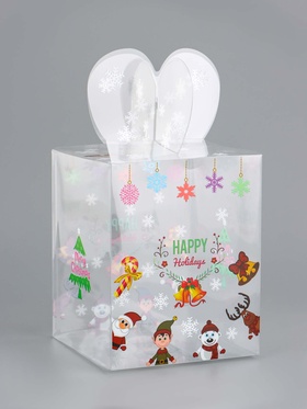 Коробка подарочная новогодняя складная ПВХ «Веселый Дед Мороз» 12?12?15 см (комплект 5 шт)