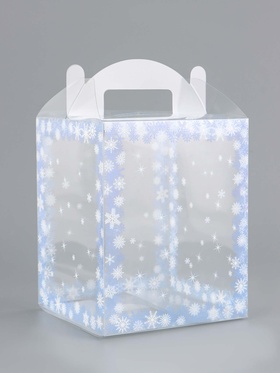 Коробка подарочная новогодняя складная ПВХ «Зимушка» 12?12?15 см (комплект 5 шт)