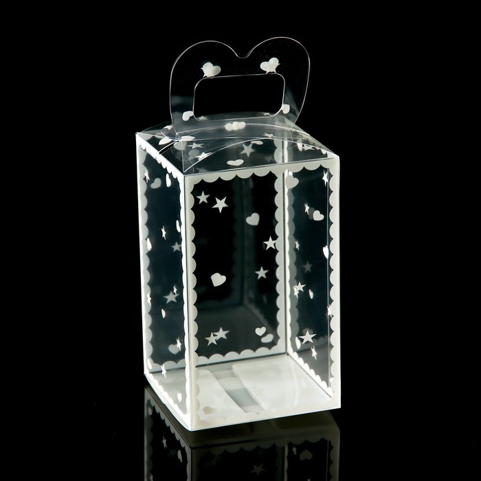 Складная прозрачная коробка из PVC, для упаковки подарков, «Сердце», 6×6×10 см - Фото 1