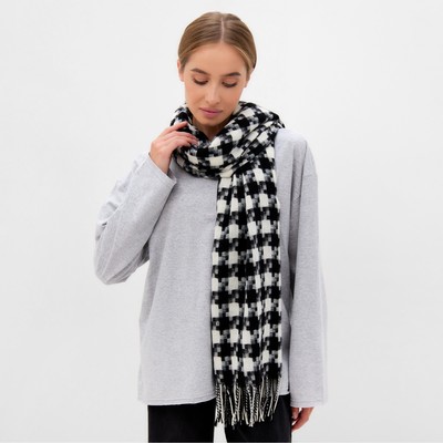 Шарф зимний с кистями MINAKU 65×180 + 8 см клетка