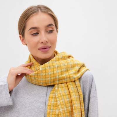 Шарф зимний с кистями MINAKU, размер 65×180 + 8 см, жёлтый