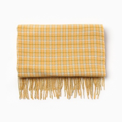 Шарф зимний с кистями MINAKU, размер 65×180 + 8 см, жёлтый