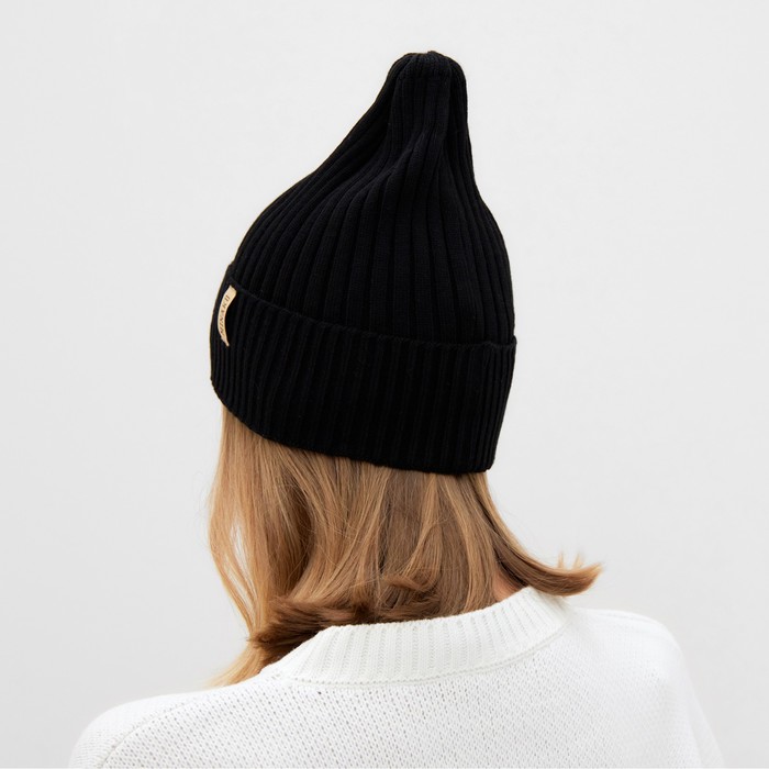 Шапка женская MINAKU «Трюфель», чёрная, размер 54-56