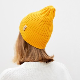 Шапка женская MINAKU «Трюфель», цвет горчица, размер 56-58