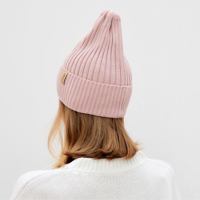 Шапка женская MINAKU «Трюфель», цвет пудра, размер 54-56