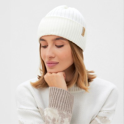 Шапка женская MINAKU "Бини" цвет молочный, размер 56-58