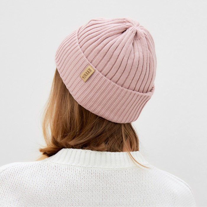 Шапка женская MINAKU Бини цвет пудра, размер 56-58
