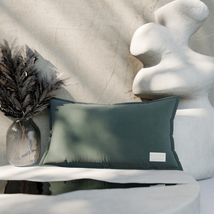 Подушка декоративная «Этель», 30×50±1 см, 100% хлопок, тёмно-зелёная - Фото 1
